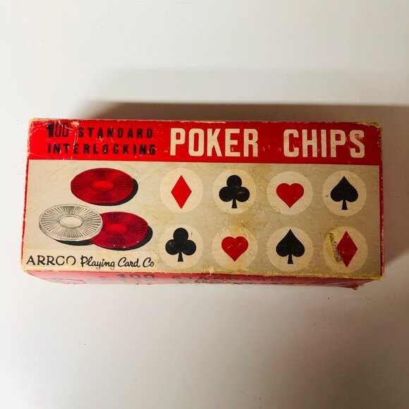 Vintage 1960 ARRCO Poker Chips, 100 Standard Interlocking Chips, Complete Box - Picture 2 of 2
